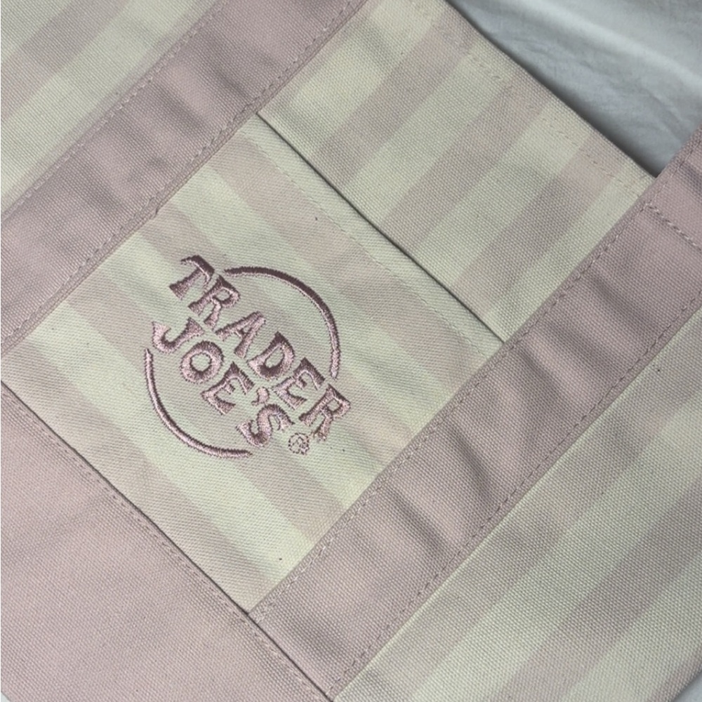 New Trader Joe's Pink  Striped Tote Bag